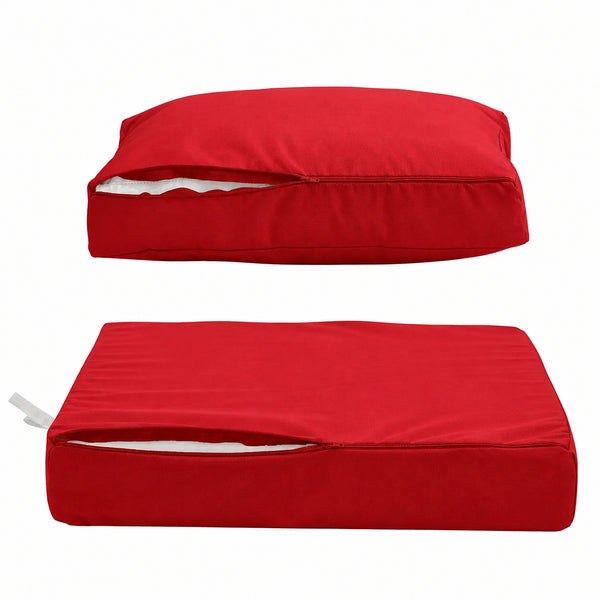 Ensemble Coussins Salon Jardin 60x60 Rouge - Déhoussable & Anti-UV (Assise + Dossier)