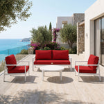 Ensemble Coussins Salon Jardin 60x60 Rouge - Déhoussable & Anti-UV (Assise + Dossier)