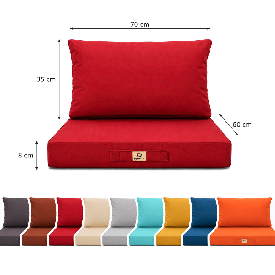 Conjunto de Cojines para Salón de Jardín 60x70 Rojo, relleno de espuma