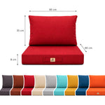 Ensemble Coussins Salon Jardin 60x60 Rouge - Déhoussable & Anti-UV (Assise + Dossier)
