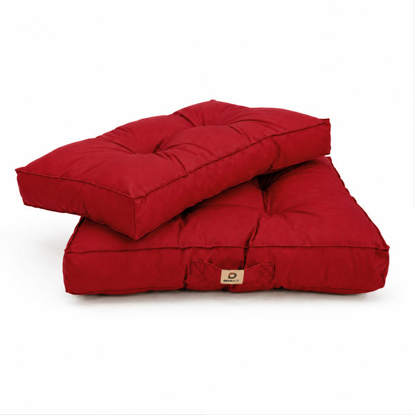 Ensemble Coussins Capitonné 60x60 Rouge - Épais 15cm & Moelleux (Assise + Dossier)