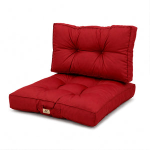 Conjunto de Cojines Acolchados 60x60 Rojo - Grueso 15cm & Mullido (Asiento + Respaldo)