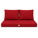 Conjunto de Cojines para Salón de Jardín 100x50 Rojo - Con Funda Extraíble & Anti-UV (1 Asiento + 2 Respaldos)