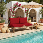 Conjunto de Cojines para Salón de Jardín 100x50 Rojo - Con Funda Extraíble & Anti-UV (1 Asiento + 2 Respaldos)