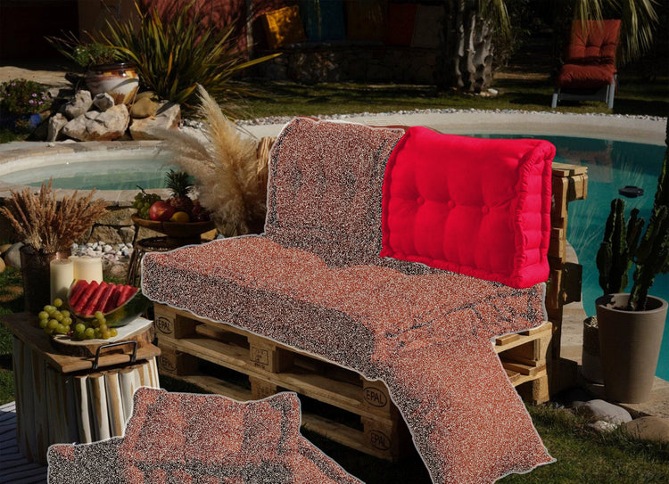 Coussin dossier pour palette capitonné en Polyester Rouge piment 60x40x15cm - Deco-arts.fr