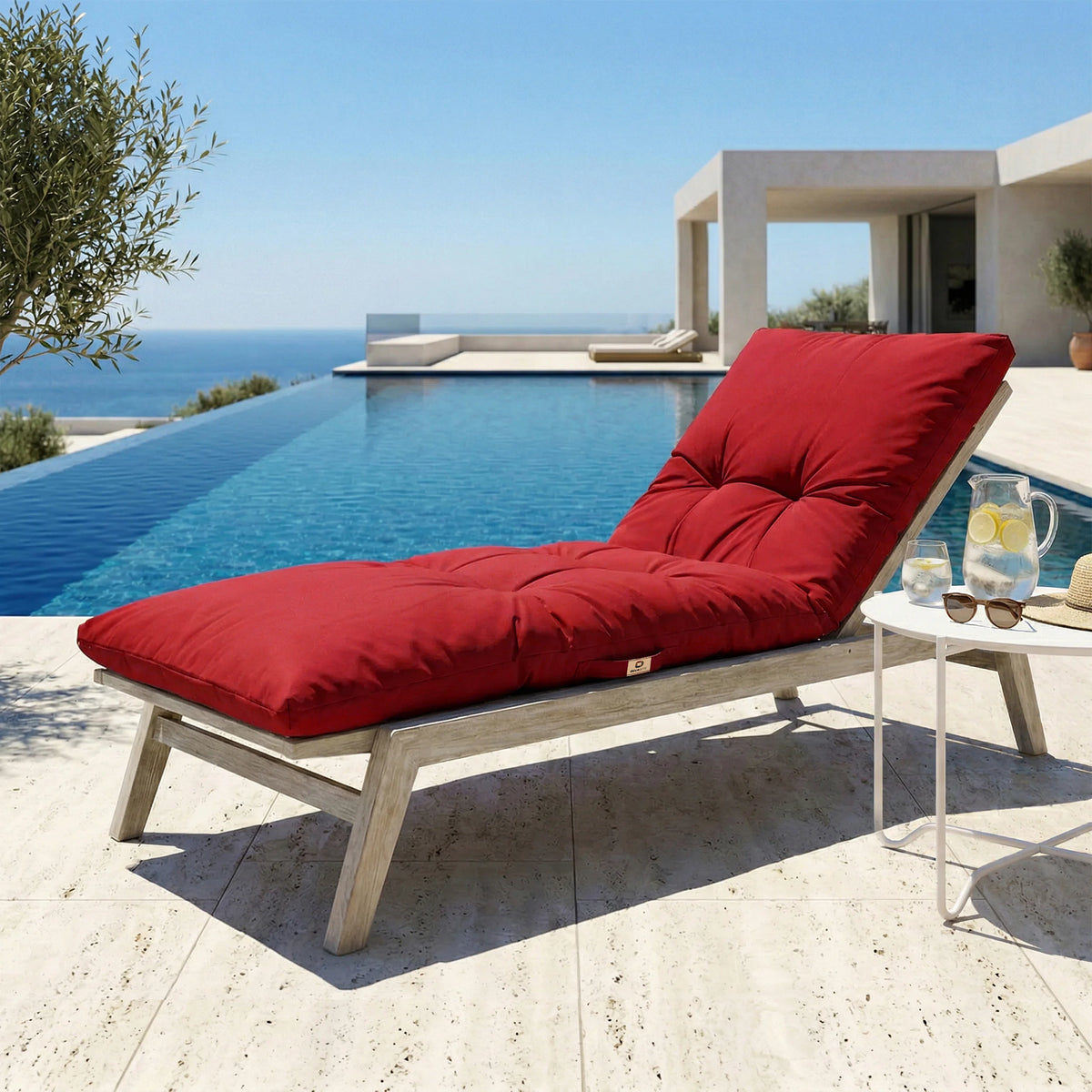 Colchoneta para Tumbona 185x60 Rojo Pimiento – Grueso 12cm & Impermeable