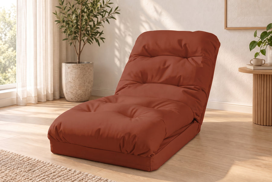 Sillón de Suelo Convertible Terracota - 3 en 1 (Cama 210x60) & Respaldo Regulable