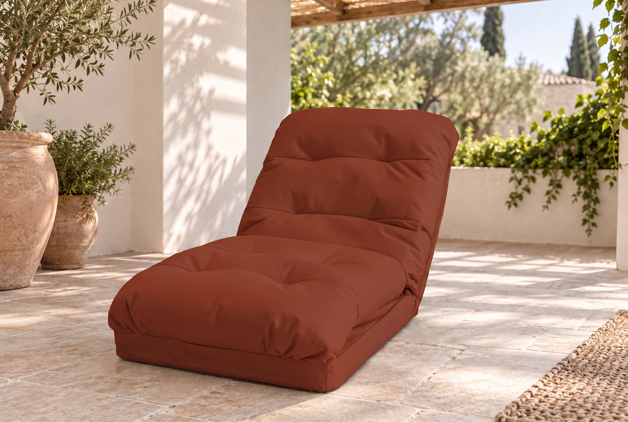 Sillón de Suelo Convertible Terracota - 3 en 1 (Cama 210x60) & Respaldo Regulable