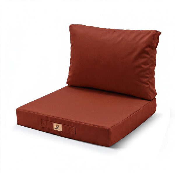 Ensemble Coussins Salon Jardin 60x60 Terracotta - Déhoussable & Anti-UV (Assise + Dossier)