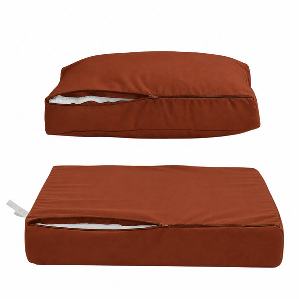 Ensemble Coussins Salon Jardin 60x60 Terracotta - Déhoussable & Anti-UV (Assise + Dossier)