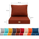 Conjunto de Cojines para Salón de Jardín 50x60 Terracota - Ancho 60 cm (Asiento + Respaldo)