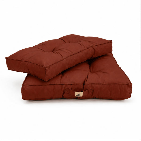 Ensemble Coussins Capitonné 50x50 Terracotta - Épais 15cm & Moelleux (Assise + Dossier)