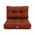 Ensemble Coussins Capitonné 50x50 Terracotta - Épais 15cm & Moelleux (Assise + Dossier)