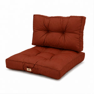 Ensemble Coussins Capitonné 50x50 Terracotta - Épais 15cm & Moelleux (Assise + Dossier)