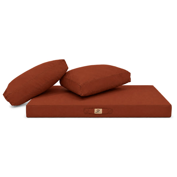 Conjunto de Cojines para Salón de Jardín 100x50 Terracota - Con Funda Extraíble & Anti-UV (1 Asiento + 2 Respaldos)