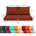 Conjunto de Cojines para Salón de Jardín 120x60 Terracota - Con Funda Extraíble & Anti-UV (1 Asiento + 2 Respaldos)