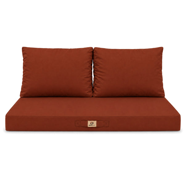 Conjunto de Cojines para Salón de Jardín 100x50 Terracota - Con Funda Extraíble & Anti-UV (1 Asiento + 2 Respaldos)