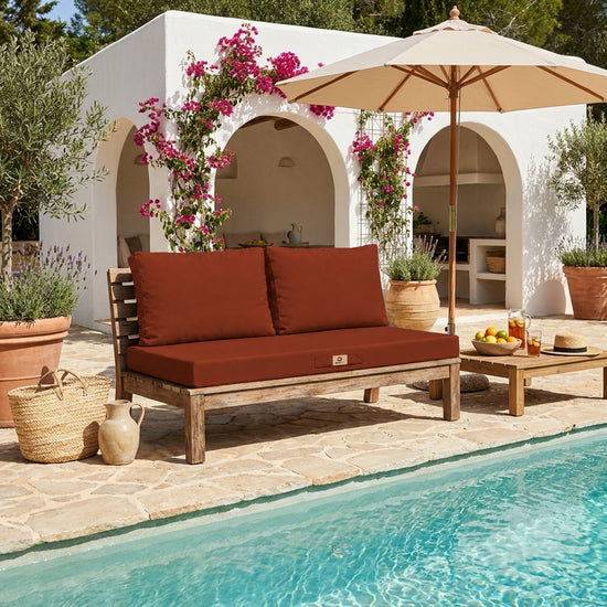 Conjunto de Cojines para Salón de Jardín 120x60 Terracota - Con Funda Extraíble & Anti-UV (1 Asiento + 2 Respaldos)