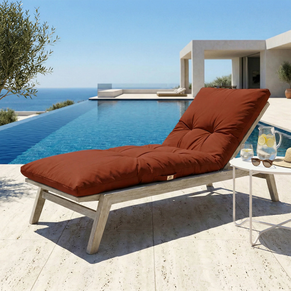 Colchoneta para Tumbona 185x60 Terracota – Grueso 12cm & Impermeable