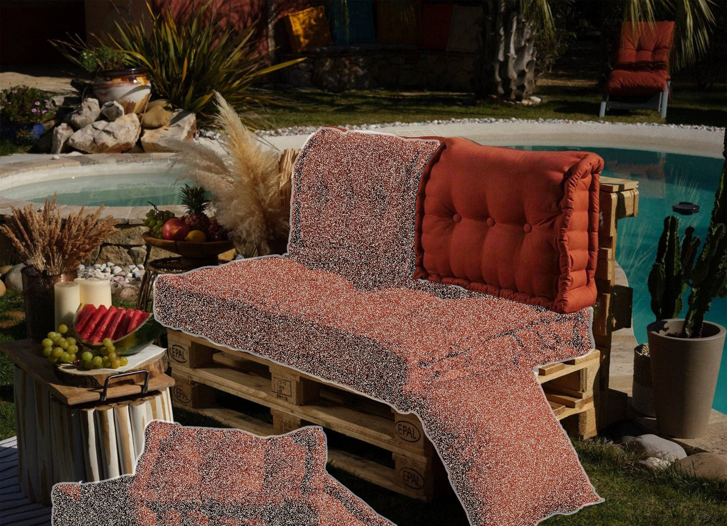 Coussin dossier pour palette capitonné en Polyester Terracotta 60x40x15cm - Deco-arts.fr