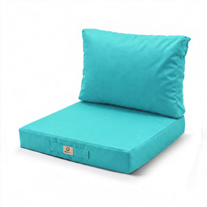 Ensemble Coussins Salon Jardin 60x70 Bleu Caraïbes - Déhoussable & Anti-UV (Assise + Dossier)