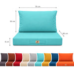 Ensemble Coussins Salon Jardin 60x70 Bleu Caraïbes - Déhoussable & Anti-UV (Assise + Dossier)