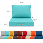 Conjunto de Cojines para Salón de Jardín 50x50 Azul Caribe - Con Funda Extraíble & Anti-UV (Asiento + Respaldo)