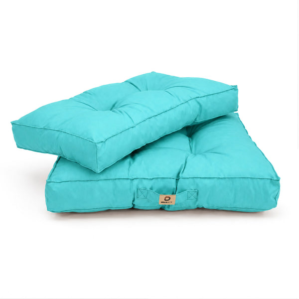 Conjunto de Cojines Acolchados 50x50 Azul Caribe - Grueso 15cm & Mullido (Asiento + Respaldo)