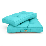 Conjunto de Cojines Acolchados 60x60 Azul Caribe - Grueso 15cm & Mullido (Asiento + Respaldo)