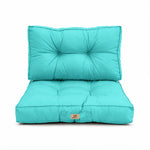 Conjunto de Cojines Acolchados 60x60 Azul Caribe - Grueso 15cm & Mullido (Asiento + Respaldo)
