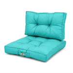 Conjunto de Cojines Acolchados 60x60 Azul Caribe - Grueso 15cm & Mullido (Asiento + Respaldo)