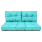 Ensemble Coussins Capitonné Banquette 100x50 Bleu Caraïbes - Épais 15cm (1 Assise + 2 Dossiers)