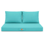 Conjunto de Cojines para Salón de Jardín 100x50 Azul Caribe - Con Funda Extraíble & Anti-UV (1 Asiento + 2 Respaldos)