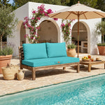 Conjunto de Cojines para Salón de Jardín 120x60 Azul Caribe - Con Funda Extraíble & Anti-UV (1 Asiento + 2 Respaldos)