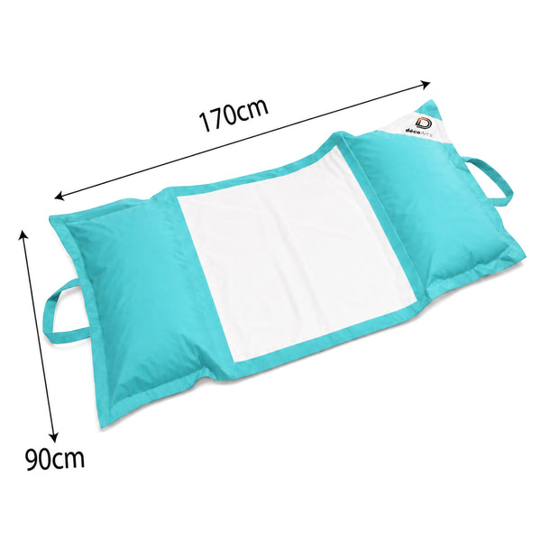 Puf Flotante para Piscina XXL 170x90 Azul Caribe - Colchoneta de Hamaca con Perlas (Confort Adulto)