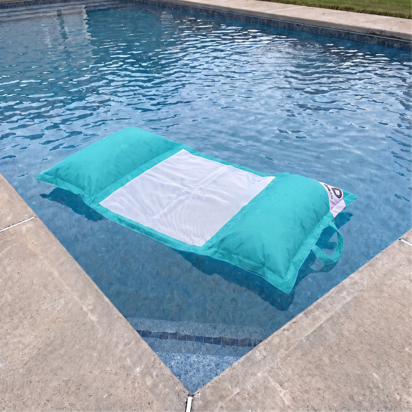 Puf Flotante para Piscina XXL 170x90 Azul Caribe - Colchoneta de Hamaca con Perlas (Confort Adulto)