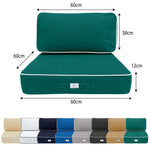 Ensemble Coussins Premium 60x60 Vert Émeraude - Épais 12cm & Finition Passepoil