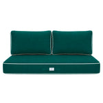 Conjunto de Cojines Premium 100x50 Verde Esmeralda - 1 Asiento + 2 Respaldos (Grueso 12cm & Passepoil)