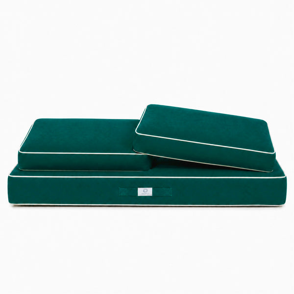 Conjunto de Cojines Premium 100x50 Verde Esmeralda - 1 Asiento + 2 Respaldos (Grueso 12cm & Passepoil)