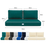 Conjunto de Cojines Premium 120x60 Verde Esmeralda - 1 Asiento + 2 Respaldos (Grueso 12cm & Passepoil)