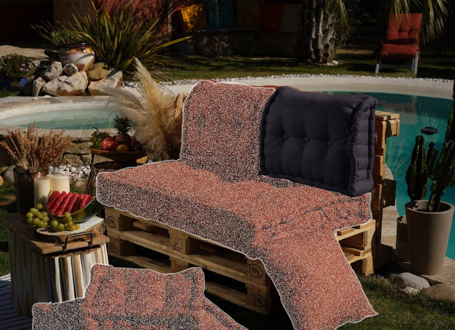 Coussin dossier pour palette capitonné en Polyester Gris carbone 60x40x15cm - Deco-arts.fr