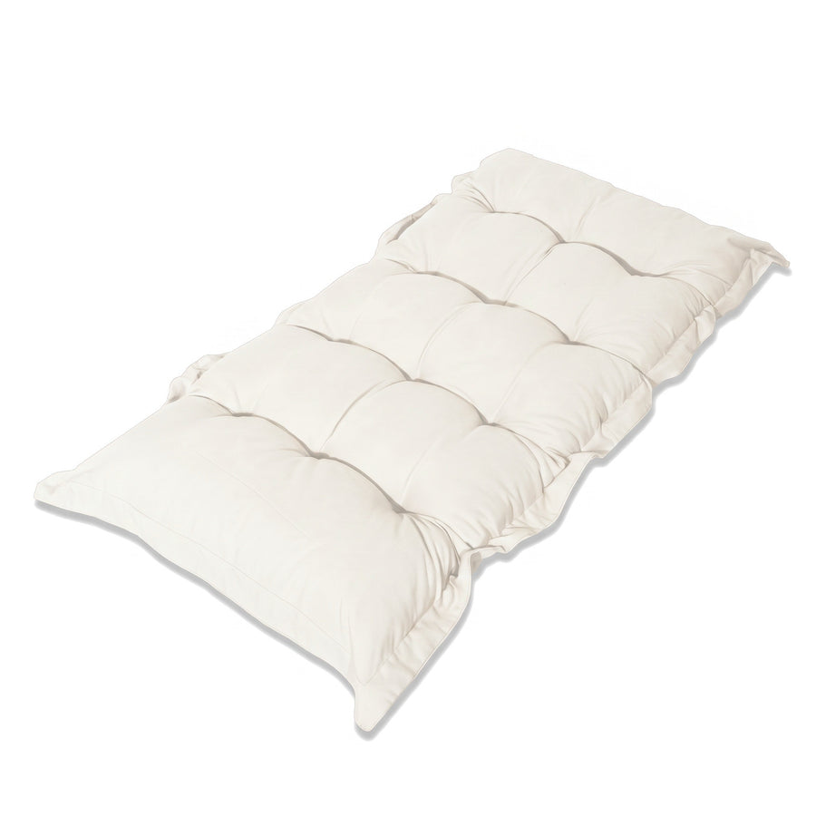 Coussin banc et sol capitonné 120x60 Blanc Cassé avec liens d'attache, sur fond blanc