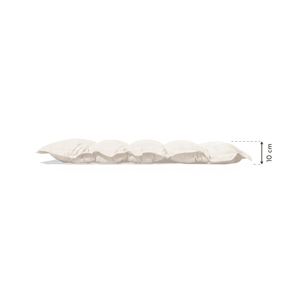 Coussin banc et sol Blanc Cassé de profil, épaisseur 10 cm