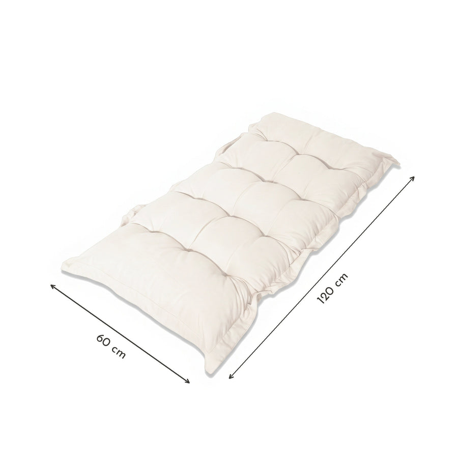 Dimensions du coussin banc et sol : 120 x 60 cm