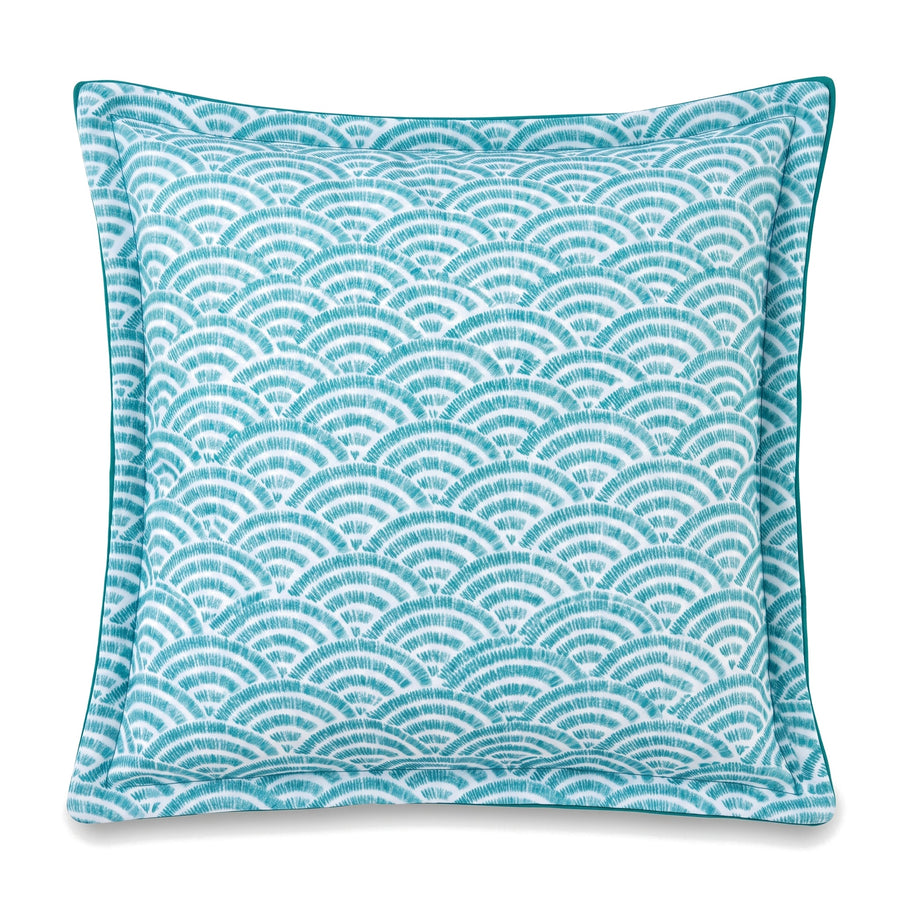 Coussin déco 45x45 motif Éventails Verts, vue de face