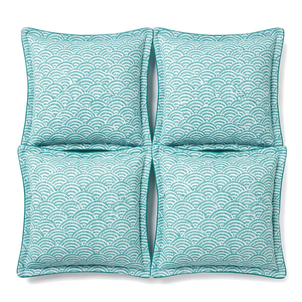 Lote de 4 cojines decorativos 45x45 motivo Abanicos Verdes
