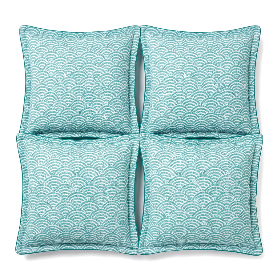 Lote de 4 cojines decorativos 45x45 motivo Abanicos Verdes