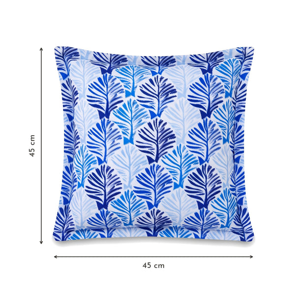 Coussin déco 45x45 motif Feuillage Bleu – dimensions 45 x 45 cm
