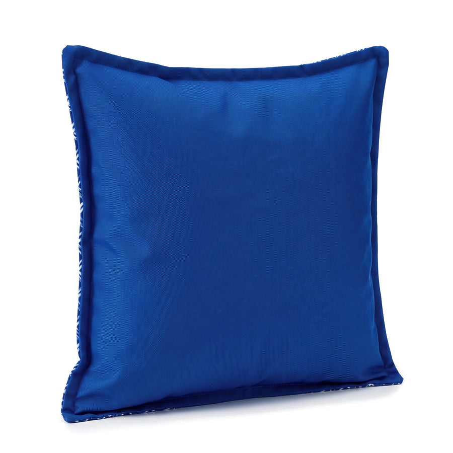 Cojín decorativo 45x45 motivo Náutico Azul, reverso azul real liso