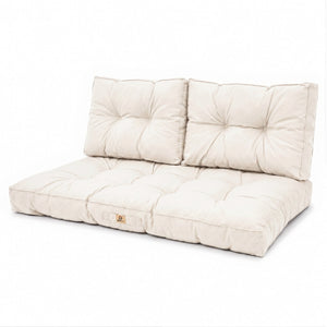 Ensemble Coussins Capitonné Banquette 100x50 Blanc Cassé - Épais 15cm (1 Assise + 2 Dossiers)